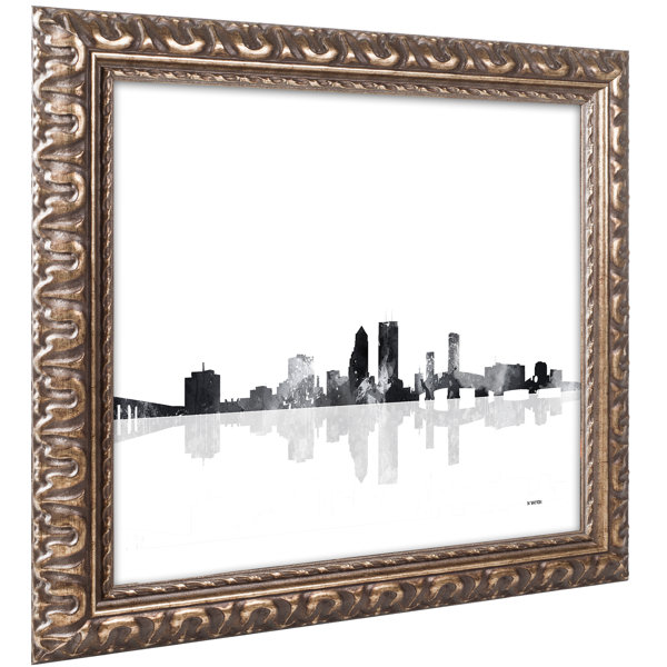 Trademark Art Jacksonville Florida Skyline BG1 Framed On Canvas by